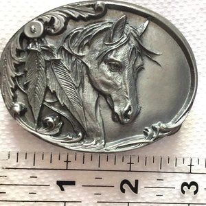 Belt Buckle, Metal with Horse Head Design